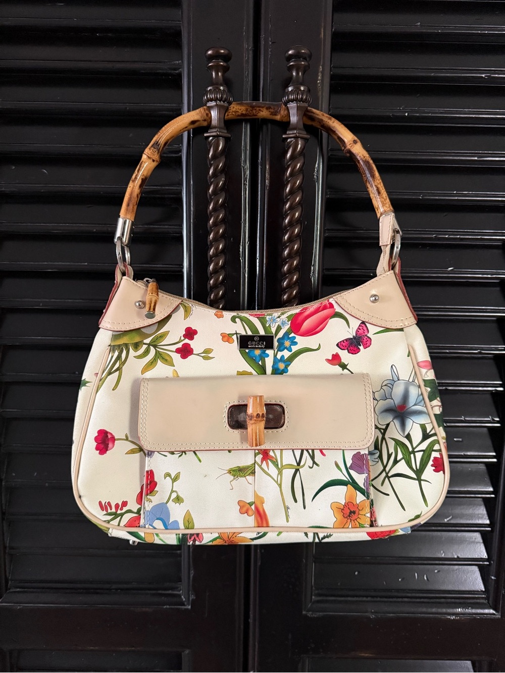 Floral and bamboo purse